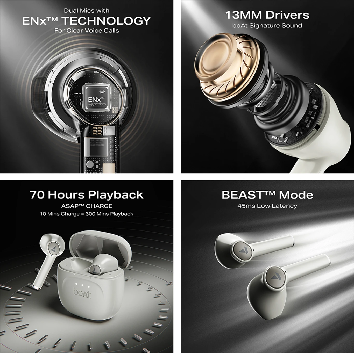 boAt Airdopes 131 Gen 2, 13mm Drivers, 70H Battery, ENx, Stream Ad Free Music via App Bluetooth Headset (Cream White, In the Ear)